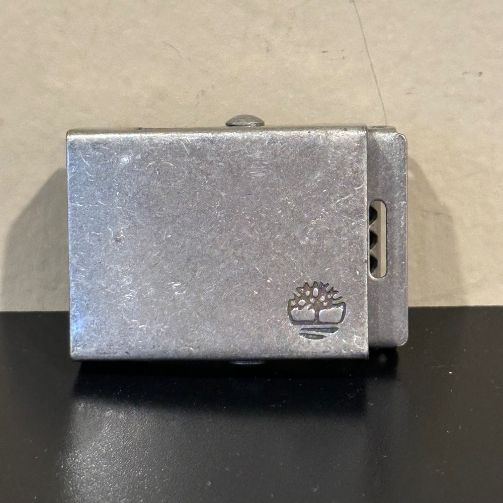 Timberland Mens Silver Tone Tree Logo Military Style Clamp Belt Buckle